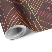 Art Deco Geometric Uplift - Wine Red Cadeaupapier (Rol Hoek)