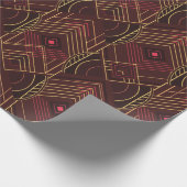 Art Deco Geometric Uplift - Wine Red Cadeaupapier (Hoek)