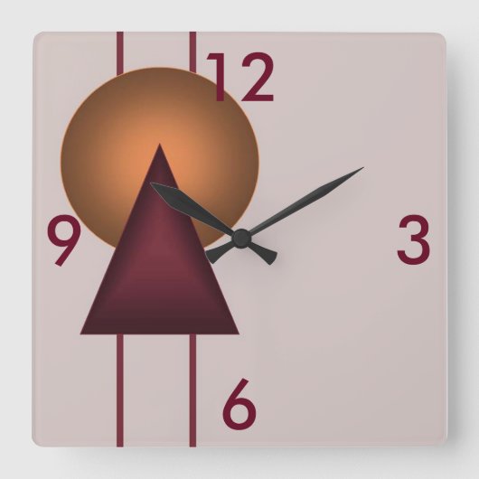 Art Deco Geometric Vierkante Klok (Voorkant)