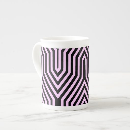 Art Deco Geometric - zwart en roze Porselein Kop (Voorkant links)