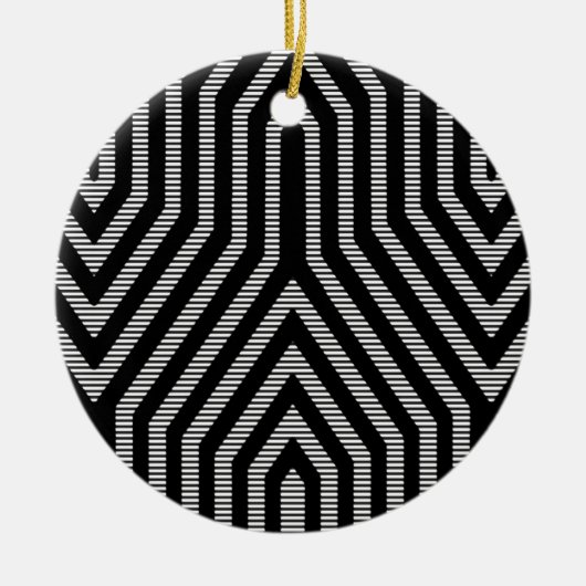 Art Deco Geometric - zwart-wit Keramisch Ornament (Voorkant)