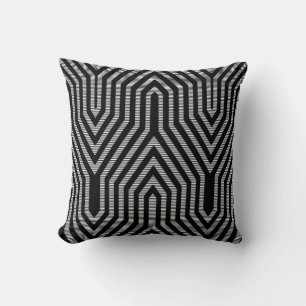 Art Deco Geometric - zwart-wit Kussen