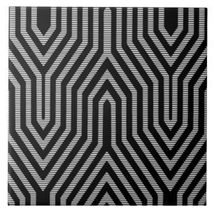 Art Deco Geometric - zwart-wit Tegeltje