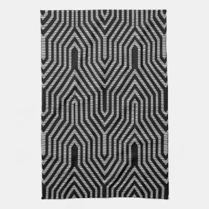 Art Deco Geometric - zwart-wit Theedoek