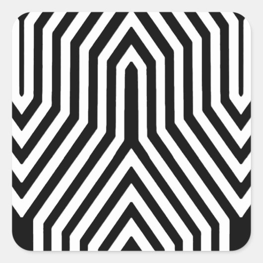Art Deco Geometric - zwart-wit Vierkante Sticker (Voorkant)