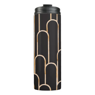 Art Deco Geometrie: Gouden Waterverf Behang Thermosbeker