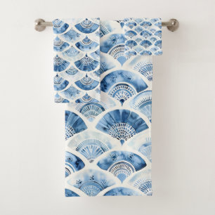 Art Déco géométrique à dégradé de bleu océan aquar
