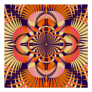 Art Deco geometrisch fractal mandala patroon Perfect Poster