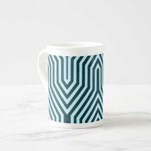 Art Deco Geometrisch - indigo en ijsblauw Porselein Kop