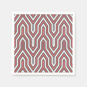 Art Deco geometrisch - koraal, grijs en wit Servet
