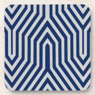 Art Deco geometrisch - marineblauw en grijs Onderzetter