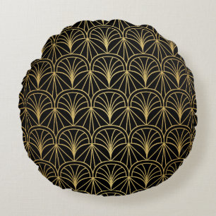 Art Deco geometrisch minimalistisch patroon Rond Kussen