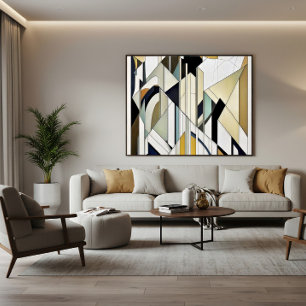 Art Deco Geometrisch Mozaïek Acryl Canvas Afdruk