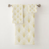 Art Deco geometrisch patroon in goud & wit Bad Handdoek (Insitu)
