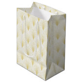 Art Deco geometrisch patroon in goud & wit Medium Cadeauzakje (Voorkant Gekanteld)