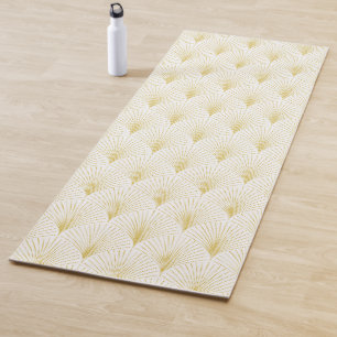 Art Deco geometrisch patroon in goud & wit Yogamat