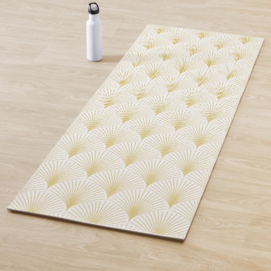 Art Deco geometrisch patroon in goud & wit Yogamat (In situ)