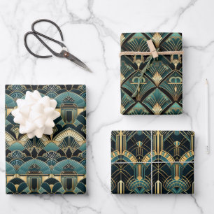 Art Deco geometrisch patroon Inpakpapier Vel