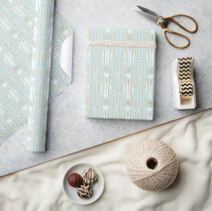 Art Deco geometrisch weelderig aqua Cadeaupapier