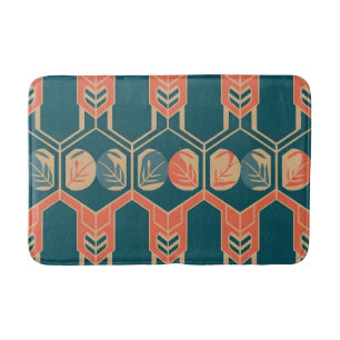 Art Deco Geometrische Botanische Turquoise en Kora Badmat