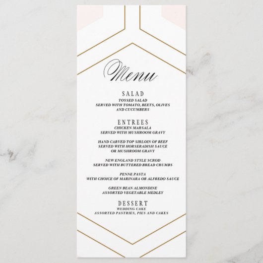 Art Deco Geometrische Diamond Bruiloft Menu Kaart (Voorkant)
