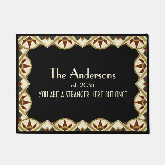 Art Deco Geometrische familienaam Deurmat (Voorkant)