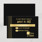 Art Deco Geometrische Goud en Zwart Respons Kaart (Voorkant / Achterkant)