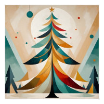 Art Deco Geometrische Kerst Gevederde Takken