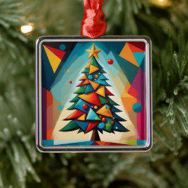 Art Deco geometrische kerstboom driehoek hemel Metalen Ornament