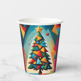 Art Deco geometrische kerstboom driehoek hemel Papieren Bekers
