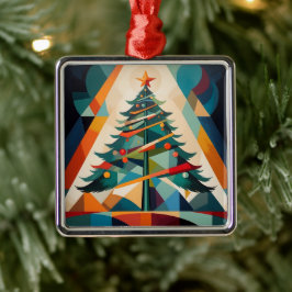 Art Deco geometrische kerstboom driehoek Metalen Ornament