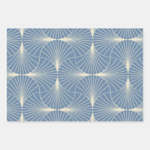 Art Deco Geometrische scallop Ventilatoren in Grij Inpakpapier Vel