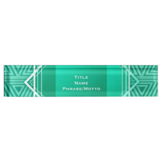 Art Deco Geometrische turquoise & white Naambordje