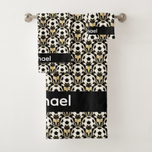 Art Deco gepersonaliseerde voetbal Bad Handdoek