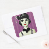 Art Deco-geschilderd lamphoofd Vierkante Sticker (Envelop)