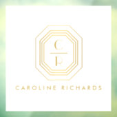 Art Deco Gestapeld Monogram Logo Goud/Wit Raamsticker (Vel 3)