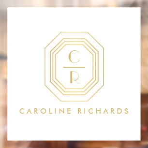 Art Deco Gestapeld monogram Logo goud/wit Raamsticker