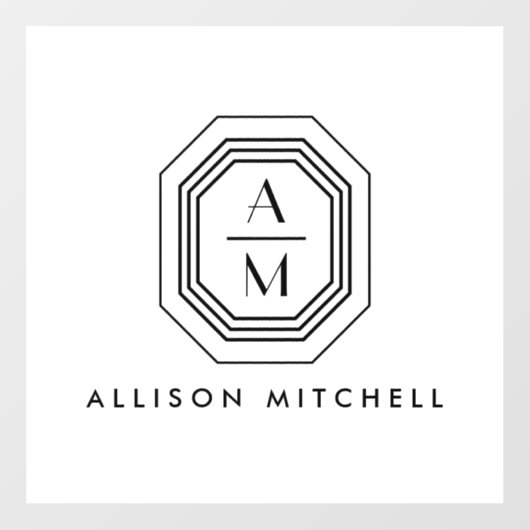 Art Deco Gestapeld Monogram Logo Raamsticker (Vel)