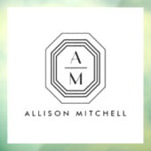 Art Deco Gestapeld Monogram Logo Raamsticker (Vel 3)