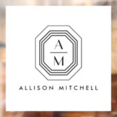 Art Deco Gestapeld Monogram Logo Raamsticker (Vel 2)