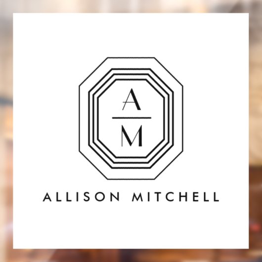 Art Deco Gestapeld Monogram Logo Raamsticker (Vel 2)