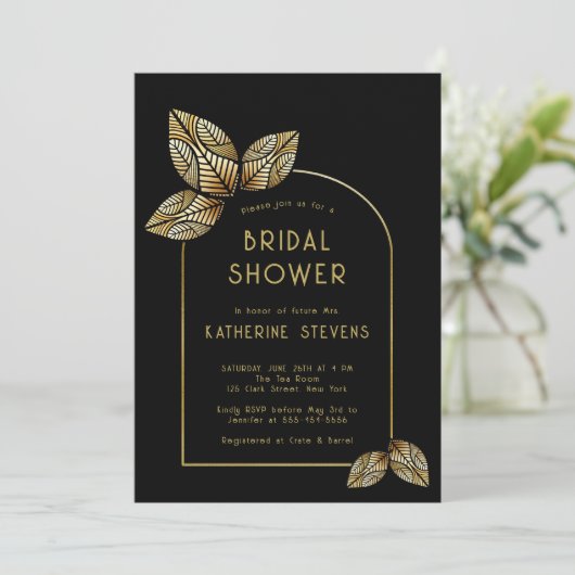 Art Deco gestileerde bladeren Boho Lijst Vrijgezel Kaart (Staand voorkant)