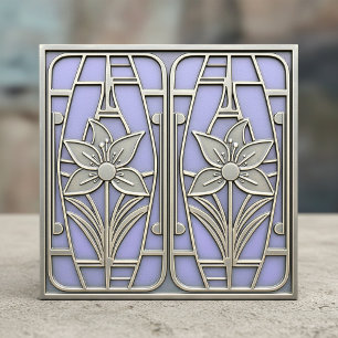 Art Deco gestileerde lelie bloemmotief #10 Violet Tegeltje