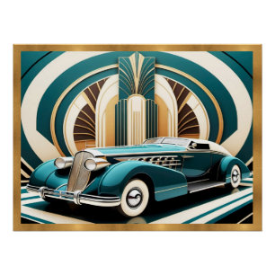 Art Deco gestroomlijnd auto Poster Perfect Poster