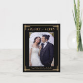 Art Deco Getrouwd En Prettig Kerstmis Notitiekaart (Voorkant)