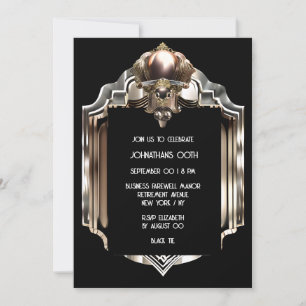 Art deco geweldige gatsby zwart roos gouden metall kaart