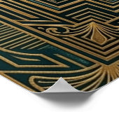 Art Deco Ginkgo Leaf Sunburst Poster | Gold Teal  (Coin)