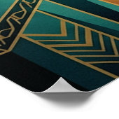 Art Deco Ginkgo Tree Ocean Cliff Gold Teal Poster (Coin)