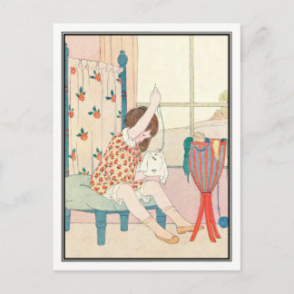 Art Deco Girl Sewing by H. Willebeek Le Mair Briefkaart