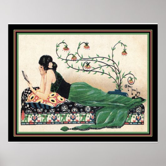 Art Déco "Girl With Mirror" Imprimer -16x20 (Devant)